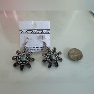 Western Spur with Turquoise Earrings